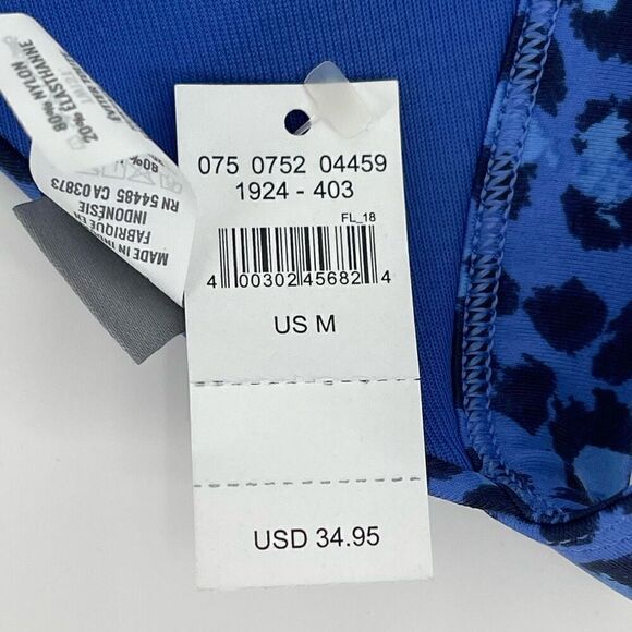 Aerie Lightly Lined Leopard Print Triangle Bikini Swimsuit Top Blue Women Medium - Picture 3 of 4